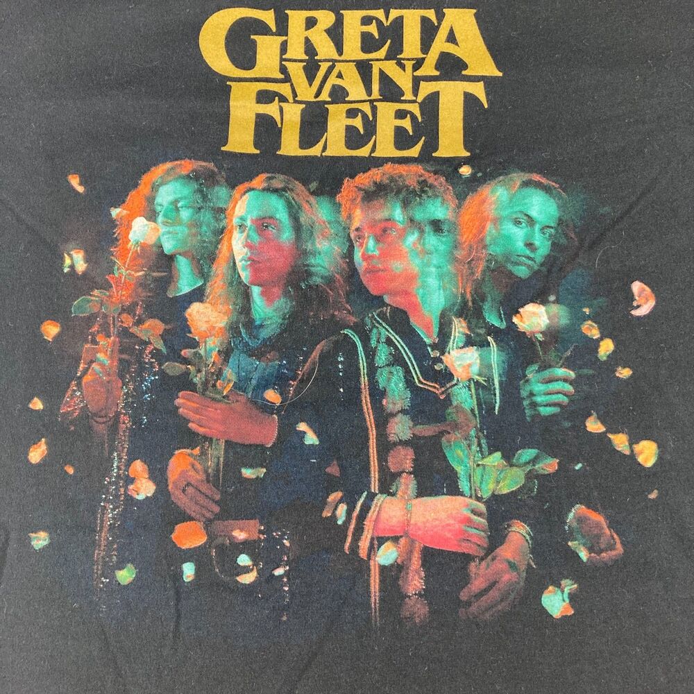 Greta Van Fleet March Peaceful Army Tour T Shirt Mens XL Black Concert Tee